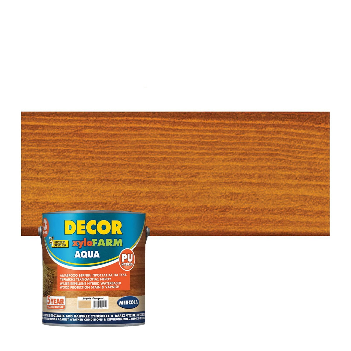 Mercola DECOR XYLOFARM AQUA Bερνίκι Eμποτισμού Εξωτερικών Ξύλων Νερού ΠΕΥΚΟ