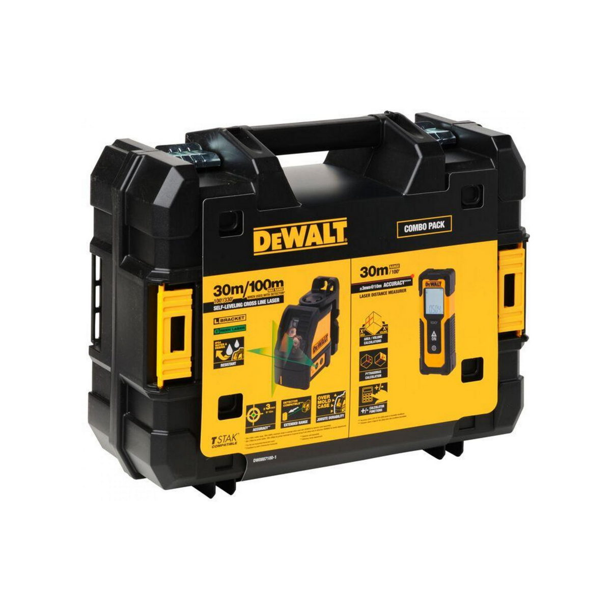 DeWalt DW0887100-1 Επαγγελματικό Αλφάδι Laser Πράσινης Δέσμης Με ΔΩΡΟ Μετρητή Απόστασης DW088CG 30mtr
