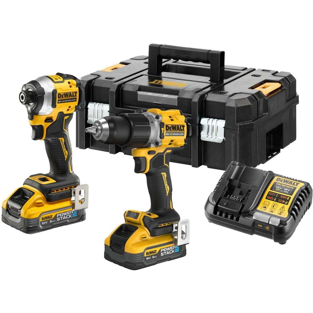 DeWalt DCK2050H2T-QW Brushless Συλλογή Κρουστικό Δραπανοκατσάβιδο & Παλμικό Κατσαβίδι 18V Li-Ion Με 2 Μπαταρίες 5.0Ah & Βαλίτσα T-Stak