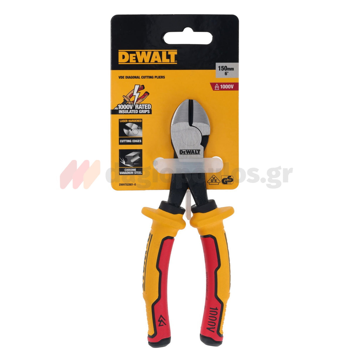 DeWalt DWHT82801-0 VDE LH Πλαγιοκόφτης Με Μόνωση Ηλεκτρολόγων VDE 1000V 160mm