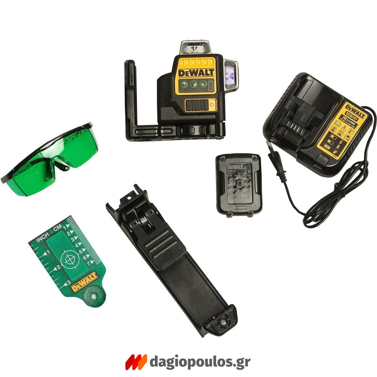 DeWalt DCE089D1G Αλφάδι Laser 12V Πολλαπλών Γραμμών Πράσινο 3x360° Με Μπατ.2.0Ah - Φορτιστή - Βαλίτσα