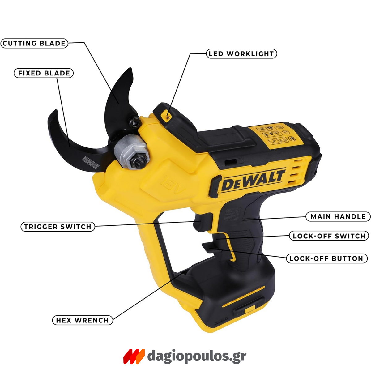 DeWalt DCMPP568N-XJ Brushless Ψαλίδι Κλάδου 18V Li-Ion Solo