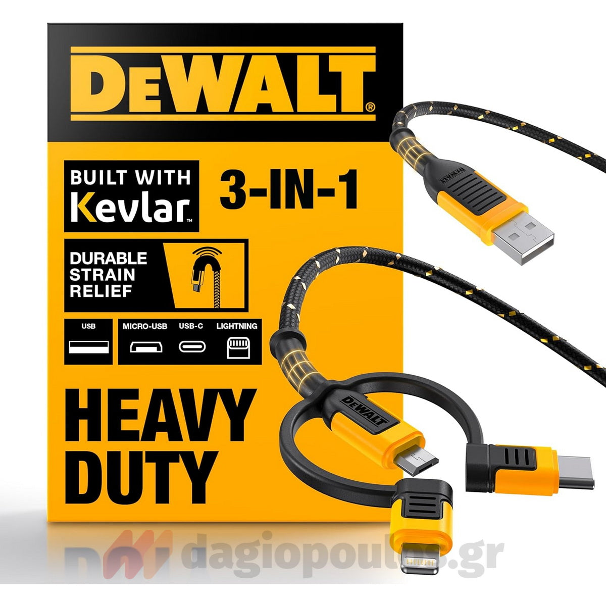 DeWalt 1311356DWG Ενισχυμένο Καλώδιο Φόρτισης Combo "3σε1" 1.8m