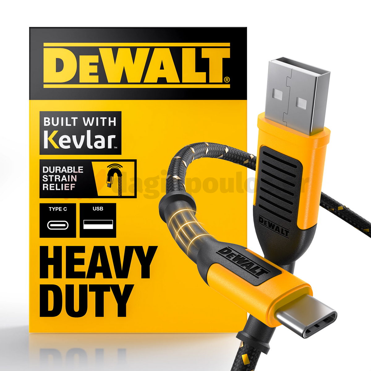 DeWalt 1311361DWG Ενισχυμένο Καλώδιο USB-A σε USB-C 1.2mtr