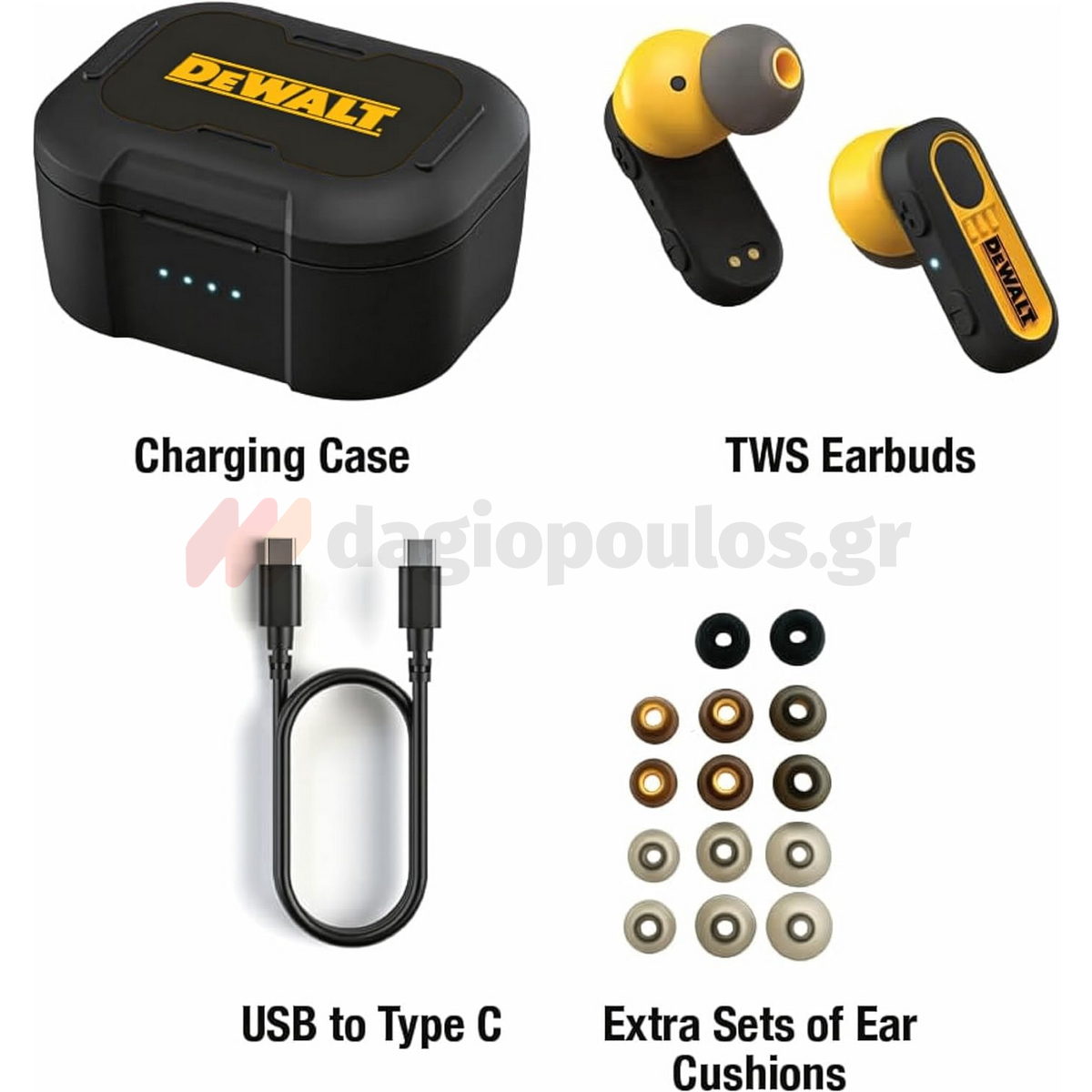 DeWalt 1902092DWG Ασύρματα Ακουστικά PRO-X1 Bluetooth με Θήκη Φόρτισης