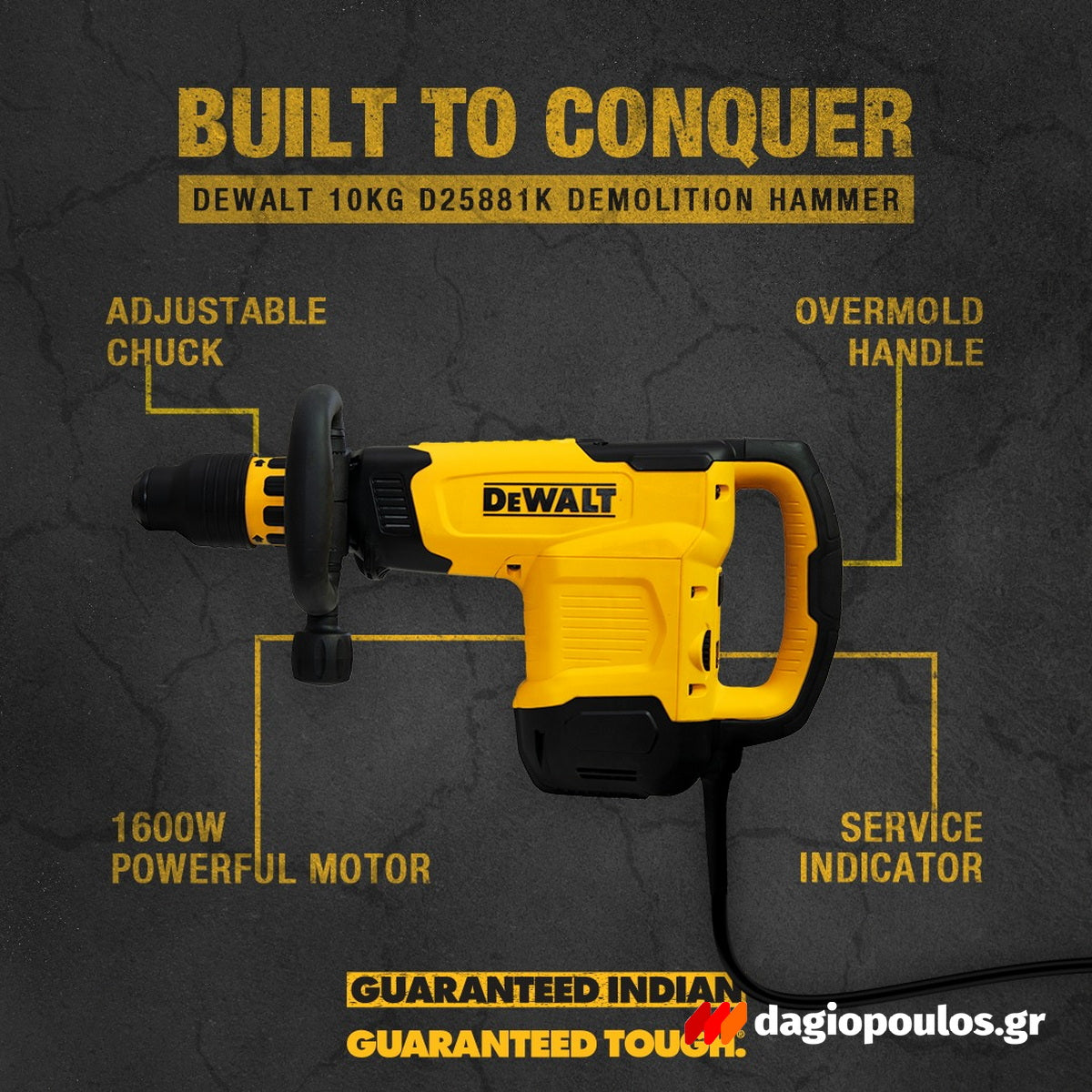 DeWalt D25881K-QS SDS-MAX Κατεδαφιστικό Πιστολέτο 1600W 17.5J 10.4Kg