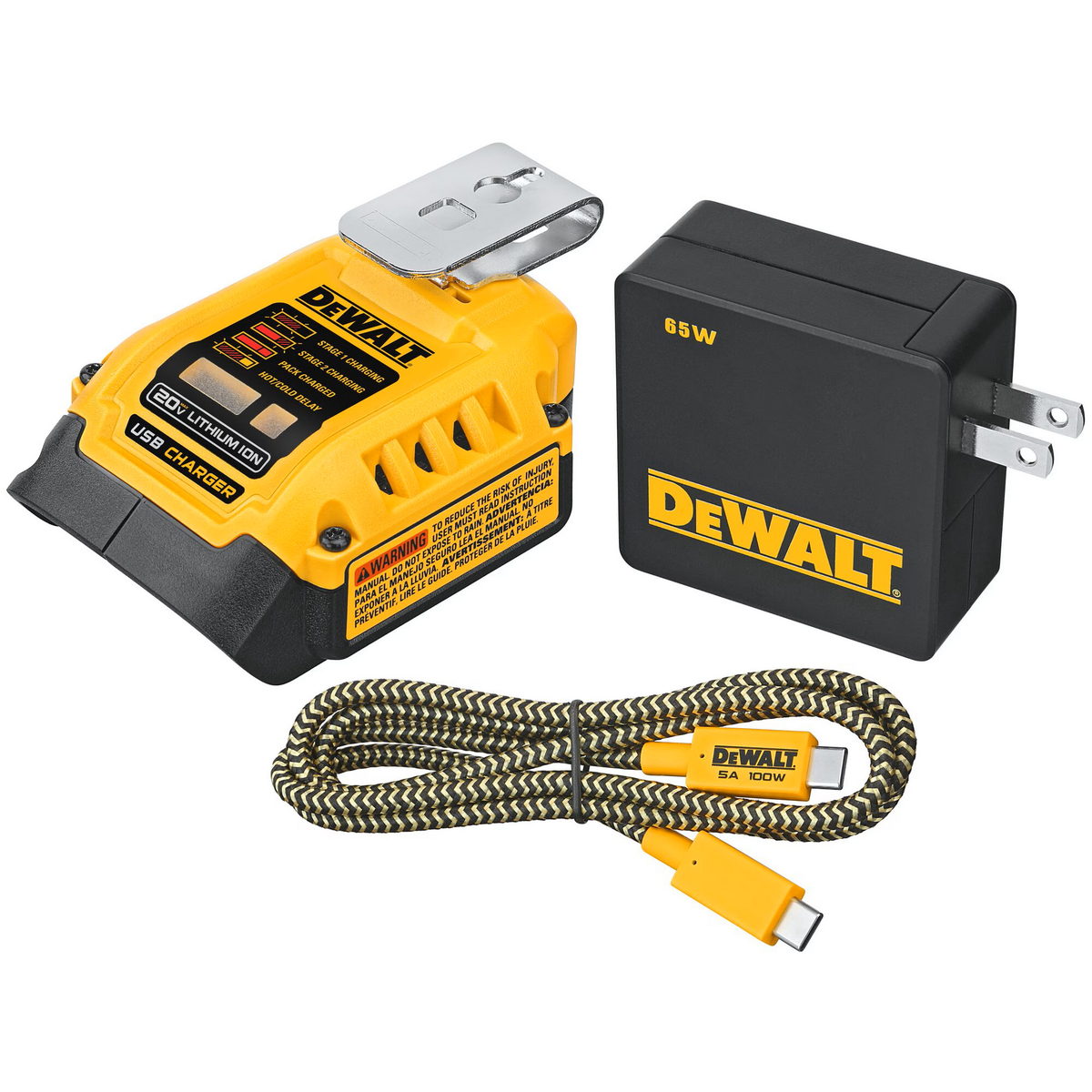 DeWalt DCB094K-QW Φορτιστής Μπαταρίας Με Κλιπ Ζώνης 18V Li-Ion + Καλώδιο USB