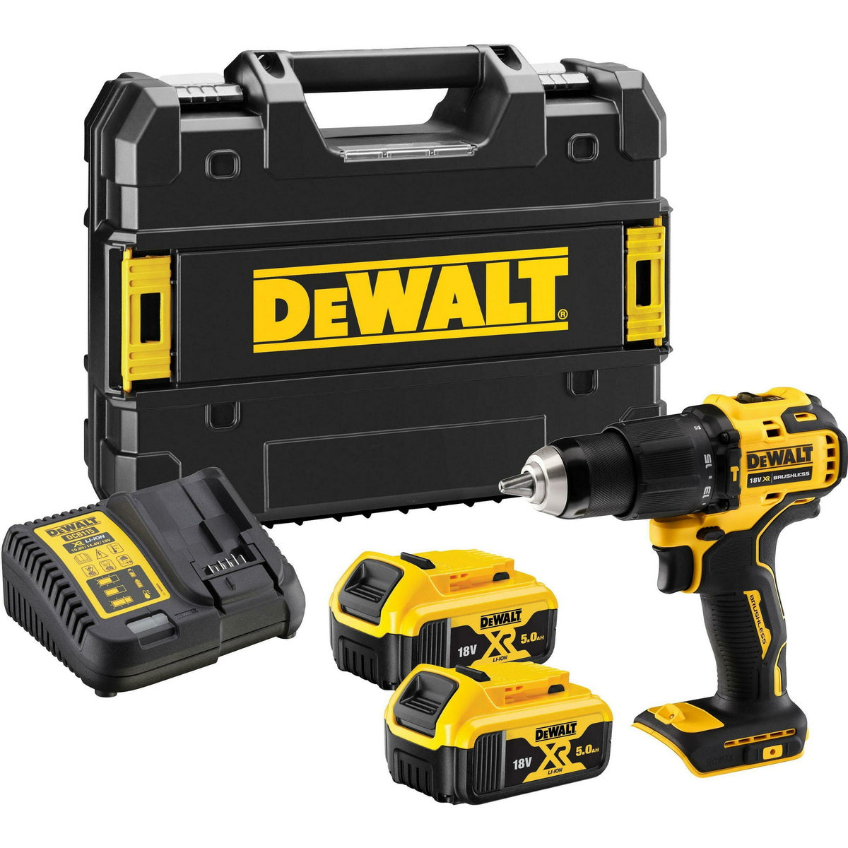 DeWalt DCD709P2T Brushless Κρουστικό Δραπανοκατσάβιδο Μπαταρίας 18V Li-Ion Με 2 Μπαταρίες 5.0Ah & Βαλίτσα T-Stak