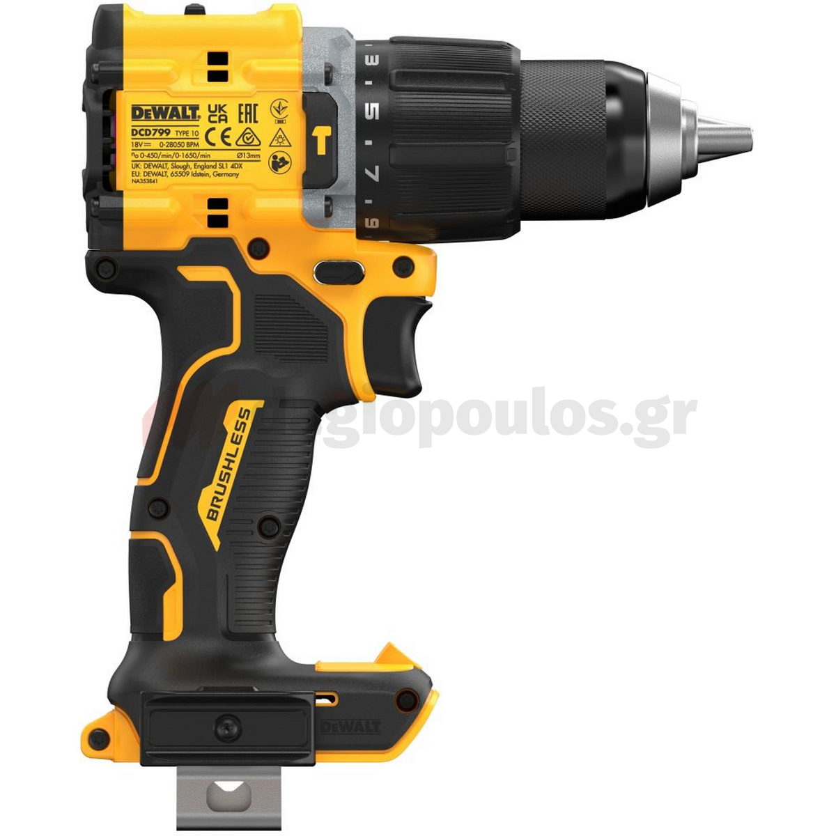 DeWalt DCD799NT-XJ Brushless Κρουστικό Δραπανοκατσάβιδο Μπαταρίας 18V Li-Ion 74Nm Με Βαλίτσα T-Stak