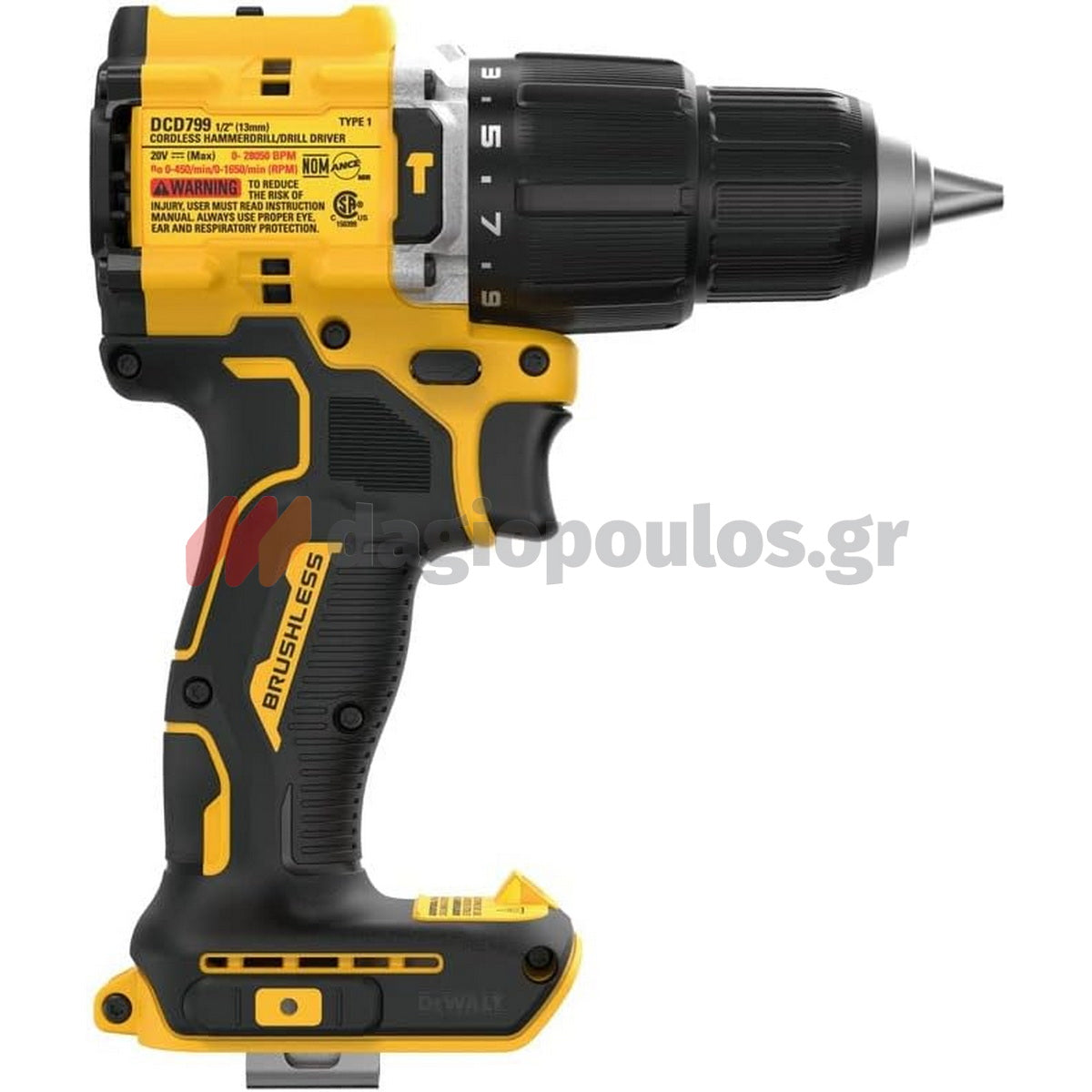 DeWalt DCD799N Brushless Κρουστικό Δραπανοκατσάβιδο 18V Li-Ion 74Nm SOLO