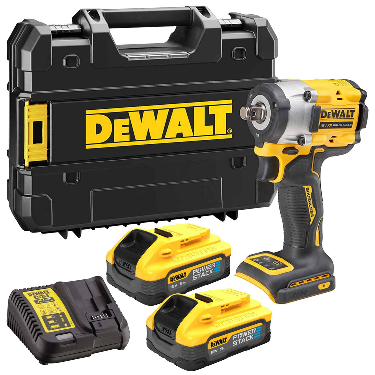 DeWalt DCF921H2T-QW Brushless Μπουλονόκλειδο Μπαταρίας 18V Li-Ion 1/2" 612Nm Με 2 Μπαταρίες 5.0Ah Powerstack & Βαλίτσα T-Stak