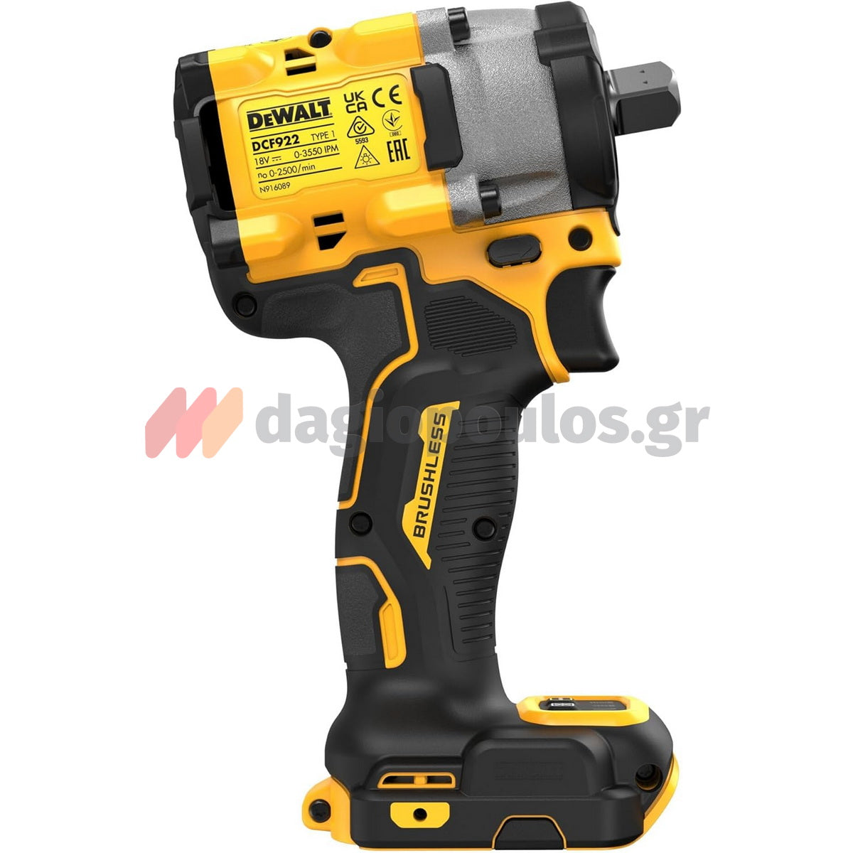 DeWalt DCF922NT Brushless Μπουλονόκλειδο Μπαταρίας 18V Li-Ion 1/2" SOLO Με Βαλίτσα T-Stak
