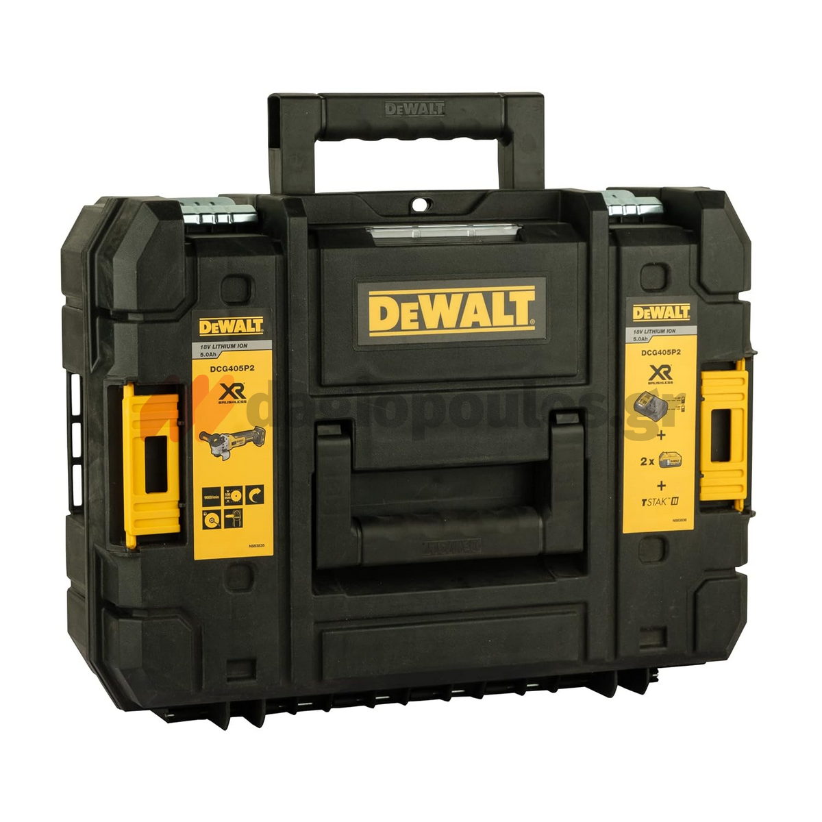 DeWalt DCG405P2-QW Brushless Γωνιακός Τροχός Μπαταρίας 18V Li-Ion 125mm Με 2 Μπαταρίες 5.0Ah & Βαλίτσα T-Stak