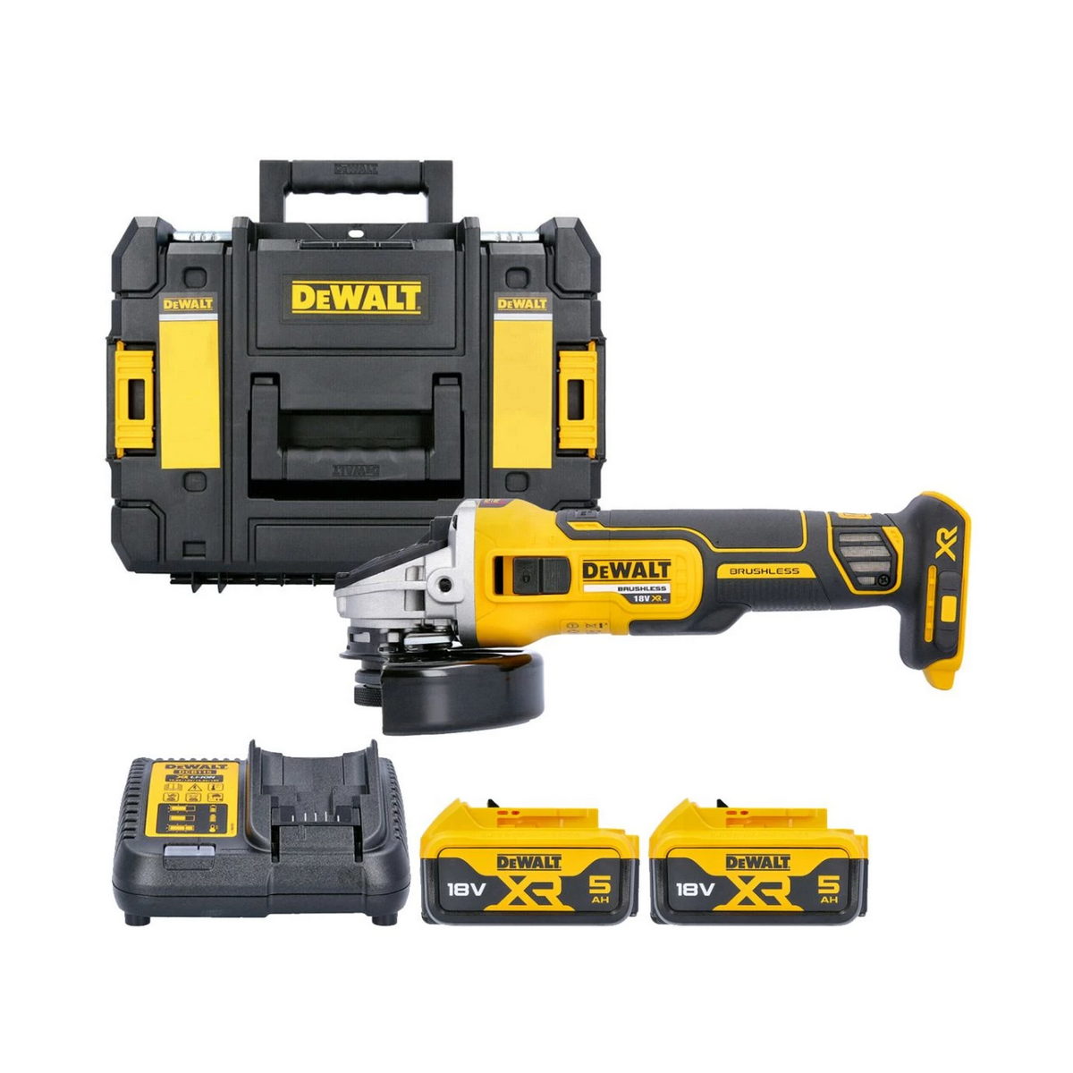 DeWalt DCG405P2-QW Brushless Γωνιακός Τροχός Μπαταρίας 18V Li-Ion 125mm Με 2 Μπαταρίες 5.0Ah & Βαλίτσα T-Stak