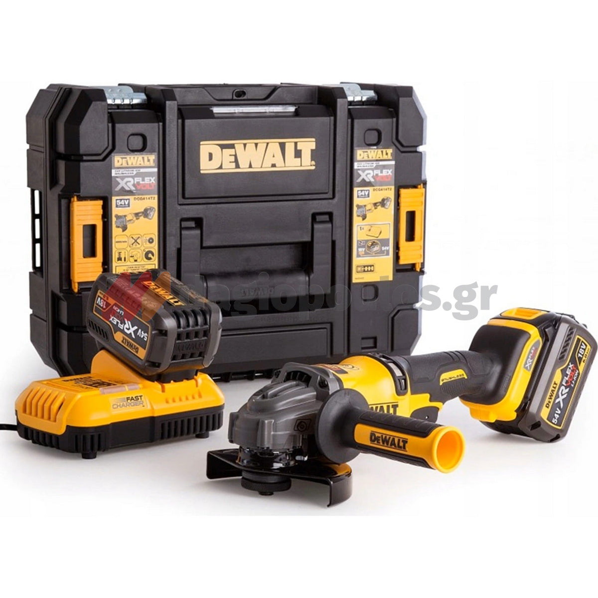DeWalt DCG418T2 Brushless Γωνιακός Τροχός Μπαταρίας Μπαταρίας 54V Li-Ion 125mm Με 2 Μπαταρίες 6.0Ah & Βαλίτσα TStak