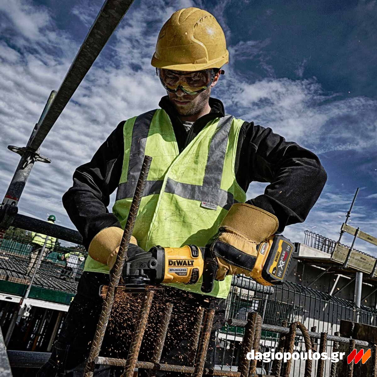 Dewalt DCG418X2-QW Brushless Γωνιακός Τροχός Μπαταρίας 54V Li-Ion 125mm Με 2 Μπατ.9.0Ah - Βαλίτσα T-Stack