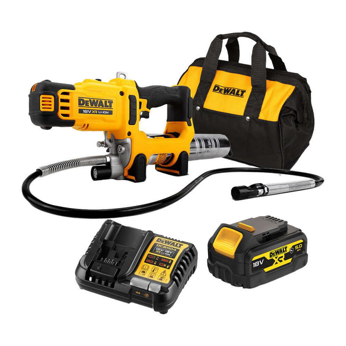 DeWalt DCGG581P1G-QW Επαγγελματικός Γρασαδόρος Μπαταρίας 18V Li-Ion Με Μπαταρία 5.0 Ah - Τσάντα Μεταφοράς
