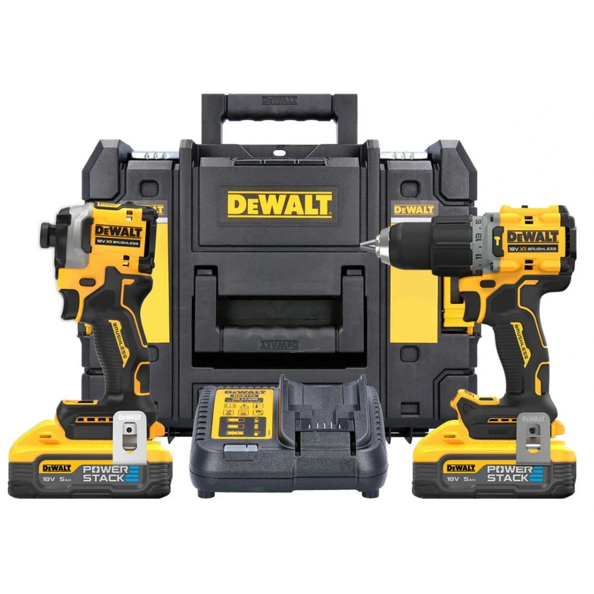 DeWalt DCK2050H2T-QW Brushless Συλλογή Κρουστικό Δραπανοκατσάβιδο & Παλμικό Κατσαβίδι 18V Li-Ion Με 2 Μπαταρίες 5.0Ah & Βαλίτσα T-Stak