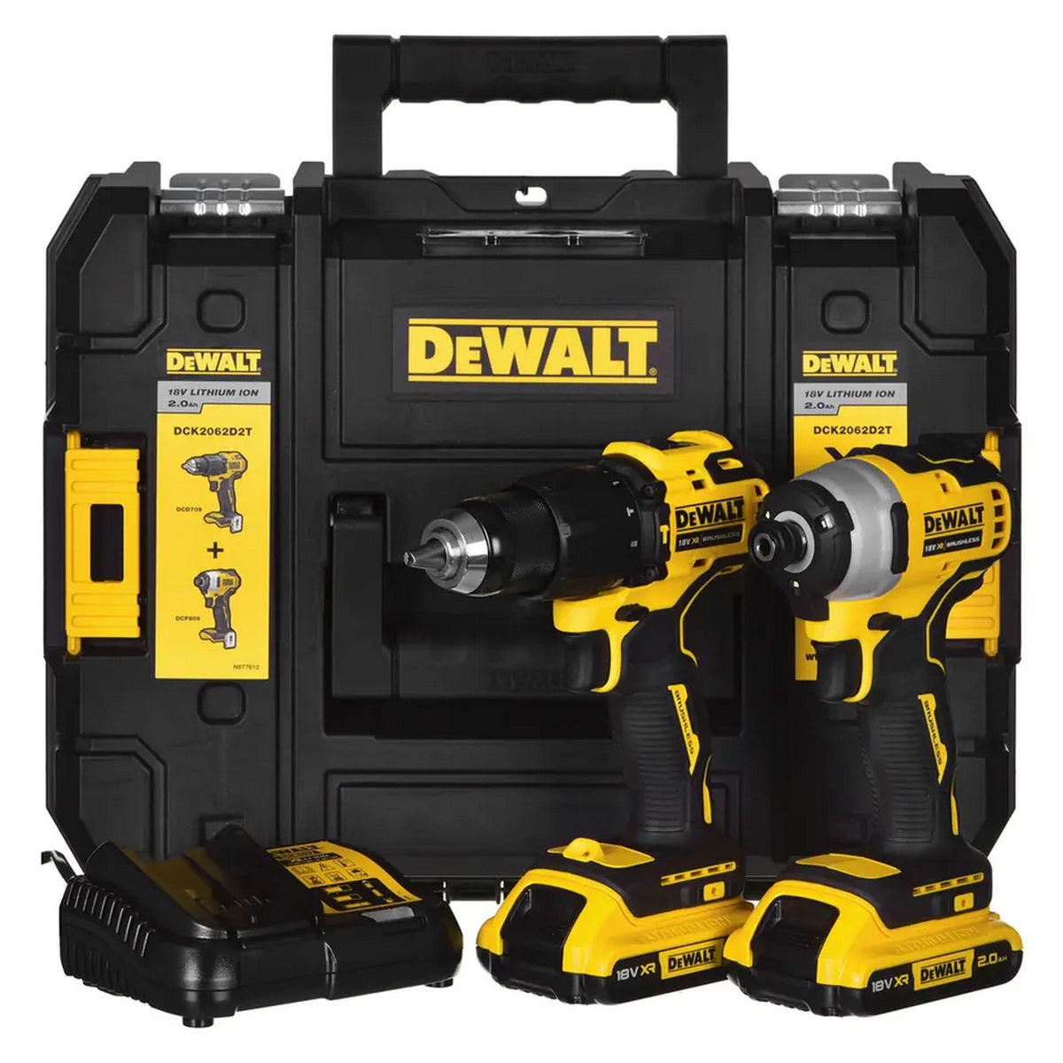 DeWalt DCK2062L2T Brushless Σετ Κρουστικό Δραπανοκατσάβιδο & Παλμικό Κατσαβίδι 18V Li-Ion Με 2 Μπαταρίες 3.0Ah & Βαλίτσα T-Stak