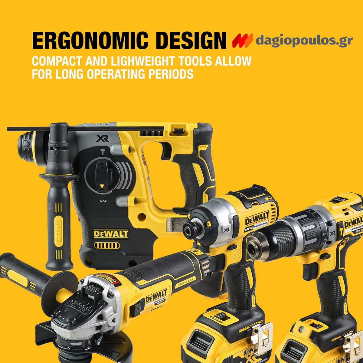 DeWalt DCK422P3T-QW Συλλογή Πνευματικό Πιστολέτο, Παλμικό Κατσαβίδι, Γωνιακός Τροχός, Κρουστικό Δραπανοκατσάβιδο 18V Li-Ion Με 3 Μπαταρίες 5.0Ah & 2 Βαλίτσες Tstak