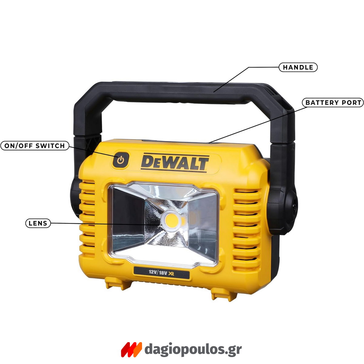 DeWalt DCL077-XJ Φορητός Προβολέας Επιθεώρησης & Εργασίας Μπαταρίας Επαναφορτιζόμενος 18V Li-Ion 2000 Lumens SOLO