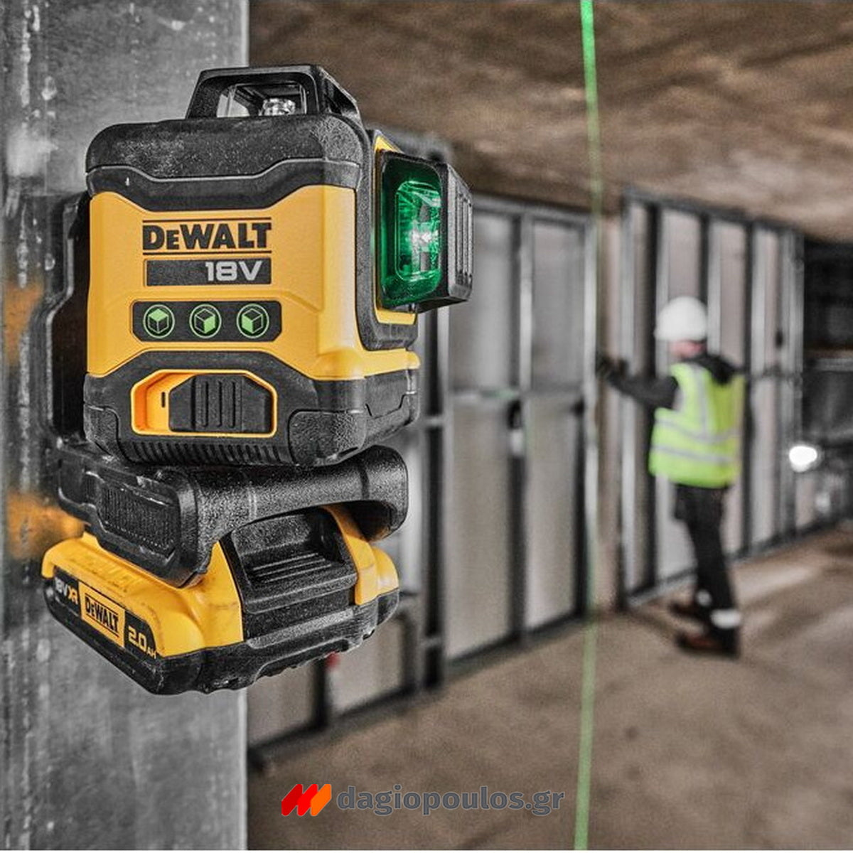 DeWalt DCLE34021D1-QW Γραμμικό Αλφάδι Laser 18V Li-Ion Πράσινης Δέσμης Με Μπαταρία 2.0Ah