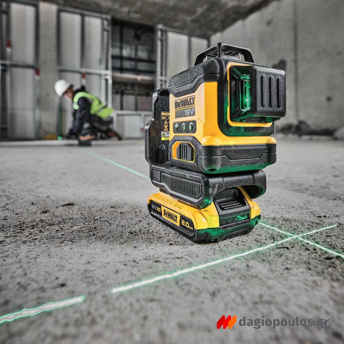 DeWalt DCLE34031D1 Αλφάδι Λέιζερ 3x360° Πράσινη Δέσμη 18V Li-Ion Με Μπαταρία 2.0Ah