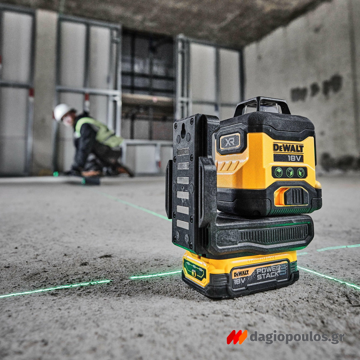 DeWalt DCLE34031D1 Αλφάδι Λέιζερ 3x360° Πράσινη Δέσμη 18V Li-Ion Με Μπαταρία 2.0Ah