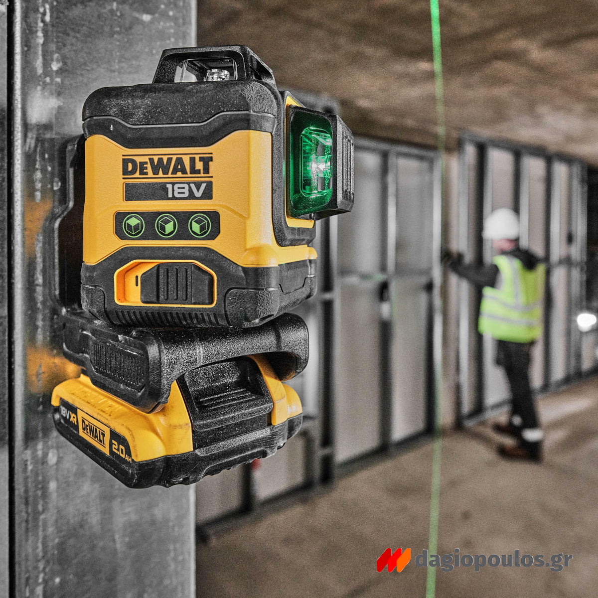 DeWalt DCLE34031D1 Αλφάδι Λέιζερ 3x360° Πράσινη Δέσμη 18V Li-Ion Με Μπαταρία 2.0Ah