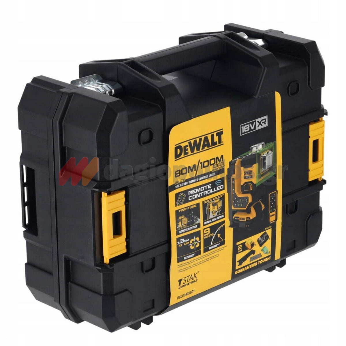 DeWalt DCLE34035D1-QW Laser Αυτορρυθμιζόμενο Με 3 Γραμμές 360 Μοίρες Πράσινης Δέσμης 18V Li-Ion XR Και Τηλεχειριστήριο