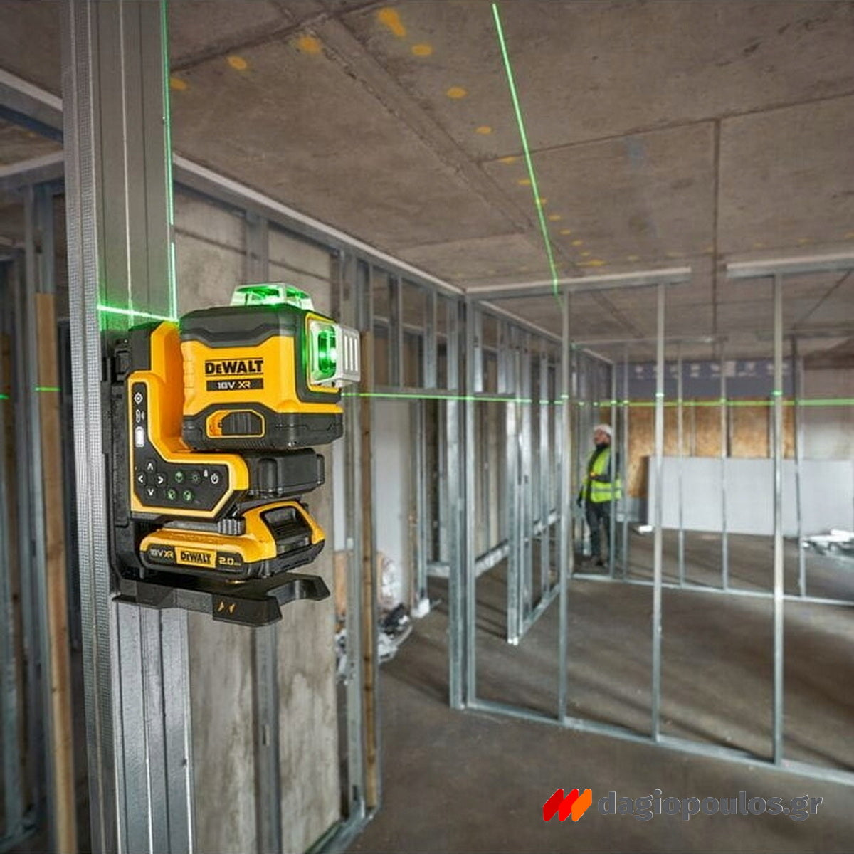 DeWalt DCLE34035D1-QW Laser Αυτορρυθμιζόμενο Με 3 Γραμμές 360 Μοίρες Πράσινης Δέσμης 18V Li-Ion XR Και Τηλεχειριστήριο