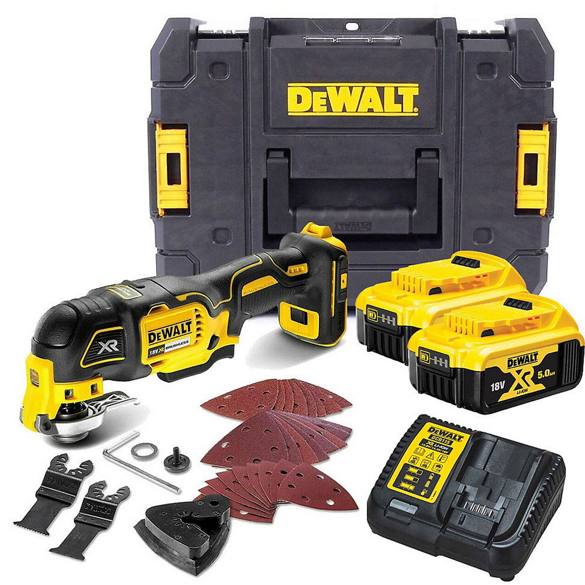 DeWalt DCS356P2-QW Brushless Πολυεργαλείο Μπαταρίας 18V Li-Ion Με 2 Μπατ.5.0Ah - Φορτιστή - Βαλίτσα - Εξαρτήματα