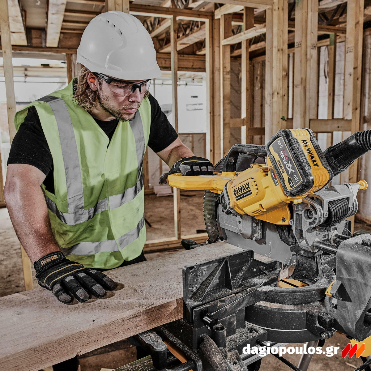 DeWalt DCS781X2-QW Brushless Φαλτσοπρίονο Πάγκου Συρόμενο (Radial) Μπαταρίας 54V XR FLEXVOLT 305mm Με 2 Μπατ.9.0Ah