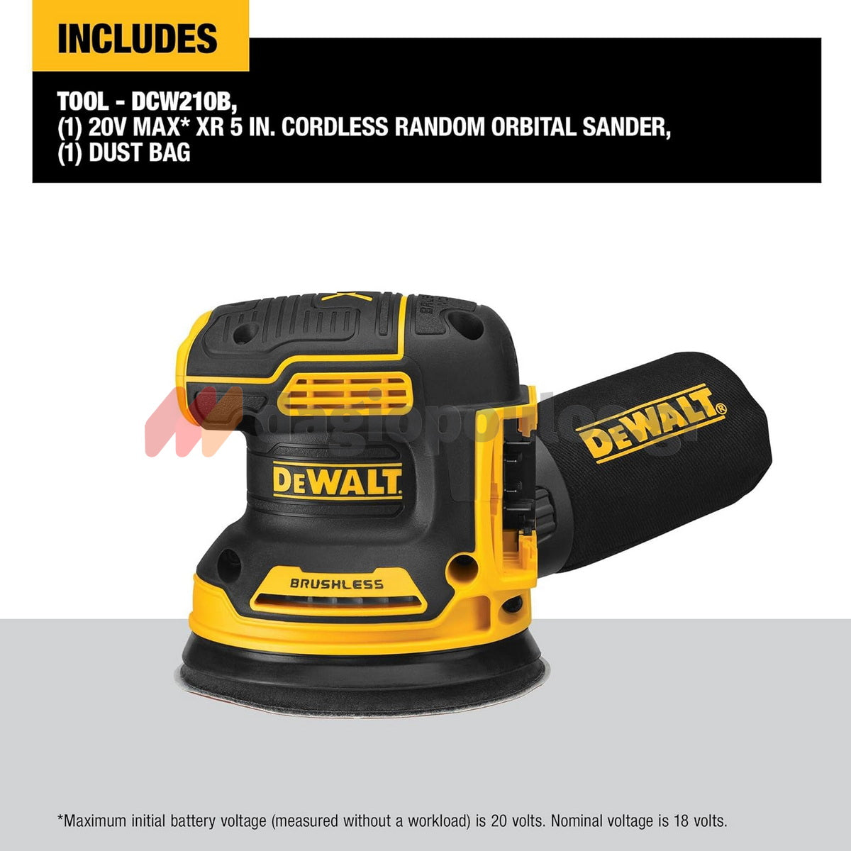 DeWalt DCW210NT Brushless Έκκεντρο Περιστροφικό Τριβείο Μπαταρίας 18V Li-Ion 125mm SOLO & Βαλίτσα T-Stak
