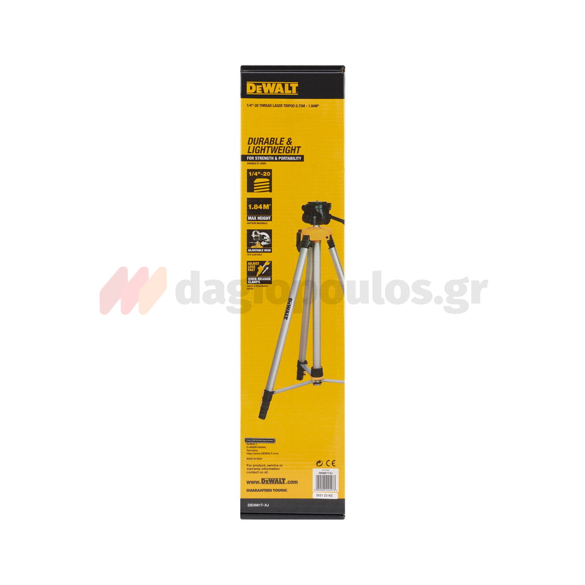 DeWalt DE0881T-XJ Τρίποδο Αλουμινίου Στερέωσης Αλφαδιών Laser & Άλλων Οργάνων Μέτρησης 75-184cm