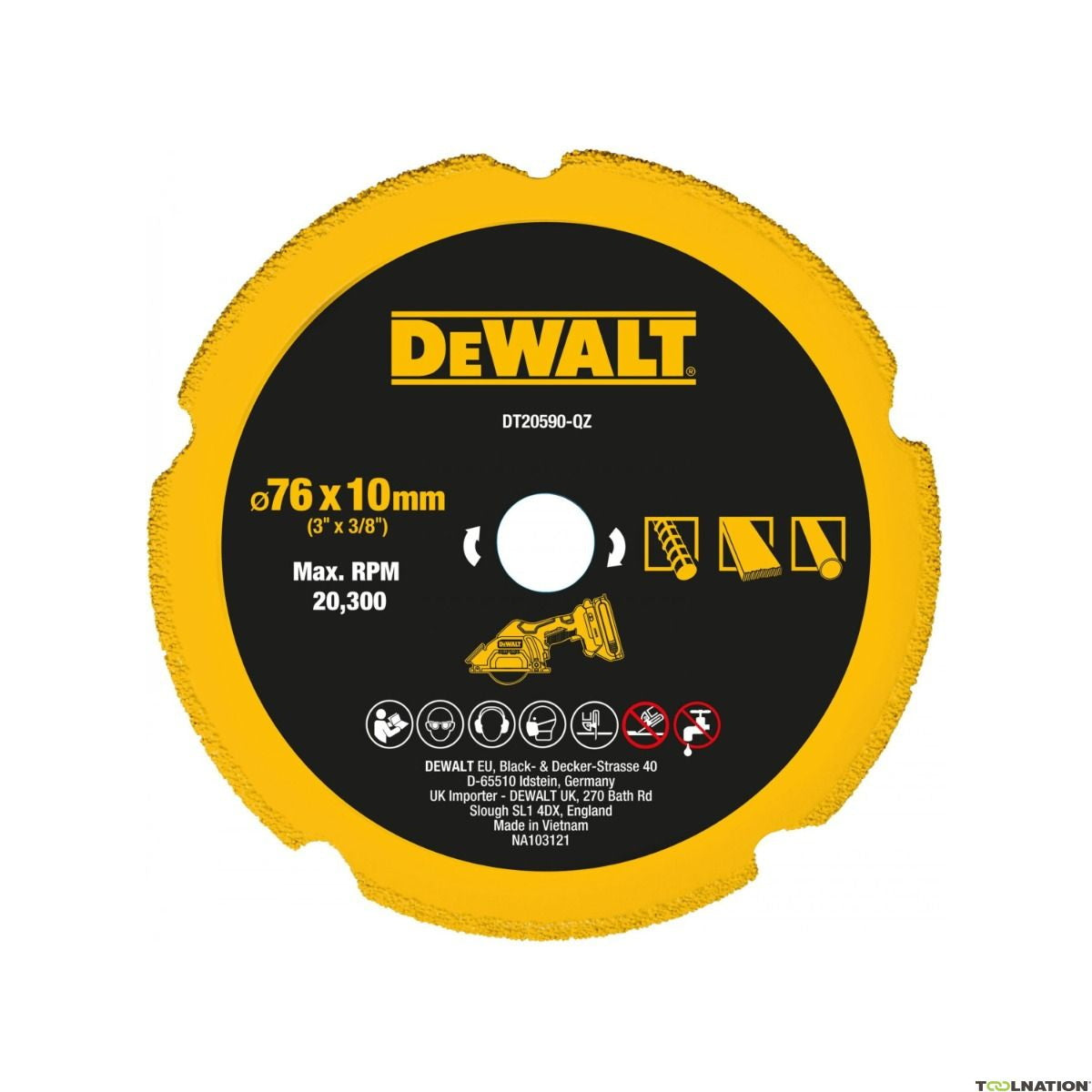 DeWalt DT20590-QZ Δίσκος Διαμαντέ (Διαμαντόδισκος) Κοπής Διαφόρων Υλικών (UNIVERSAL) 76mm