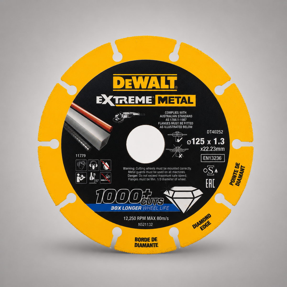 DeWalt DT40252-QZ EXTREME Δίσκος Κοπής Διαμαντέ (Διαμαντόδισκος) ΜΕΤΑΛΛΟΥ 125mm