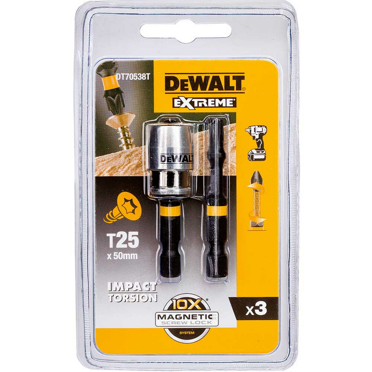 DeWalt DT70538T-QZ Μύτες FlextorQ Torxx T25 Με Μαγνητιστή Σετ 3 Τεμ