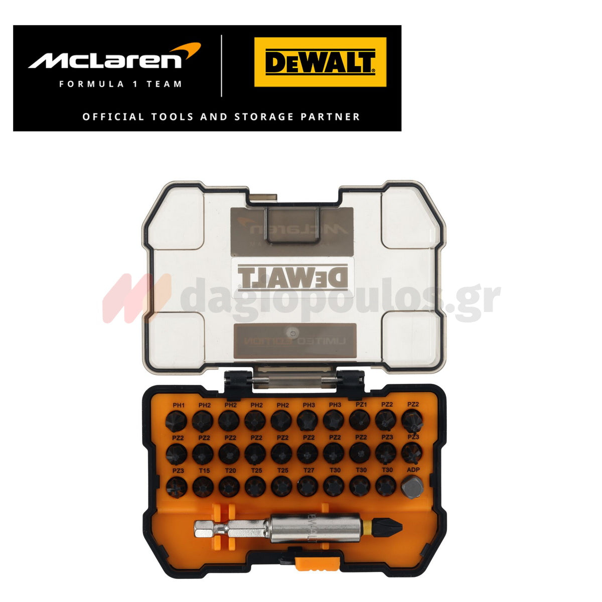 DeWalt McLaren DT70901T-QZ Συλλογή Μύτες με Μαγνητικό Αντάπτορα Σετ 32 Τεμ