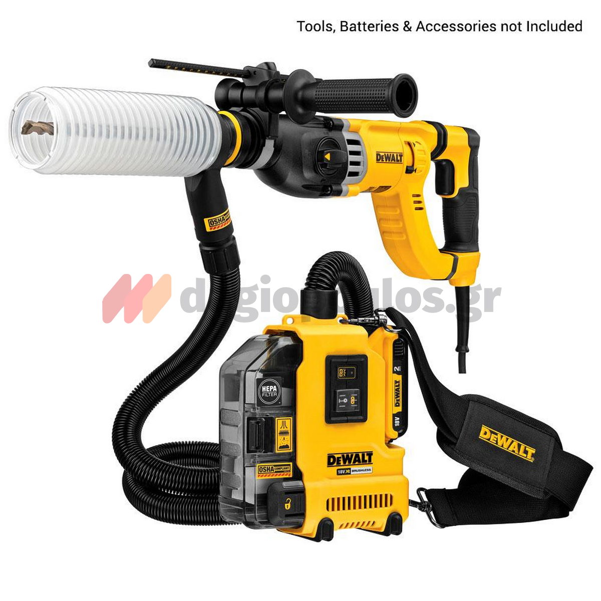 DeWalt DWH161N-XJ Brushless Αναρροφητήρας (Απορροφητήρας) - Εξαγωγέας Σκόνης Μπαταρίας Για Δράπανα SDS 18V Li-Ion SOLO