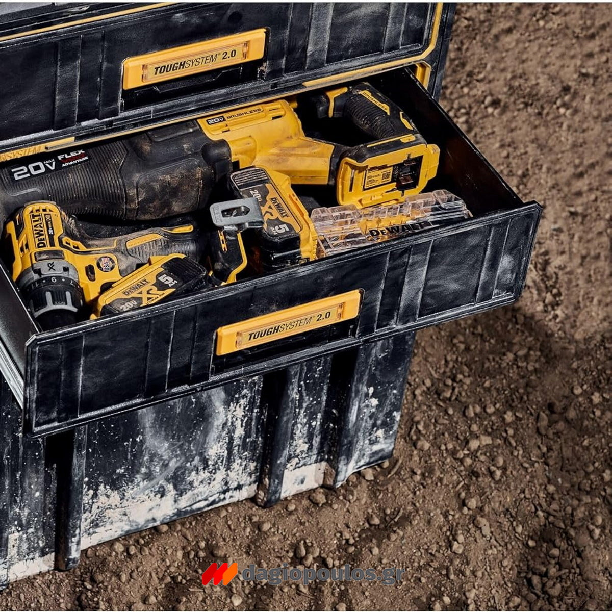 DeWalt DWST83529-1 T-STAK Εργαλειοθήκη Συρταριέρα Με Organiser Με 2 Συρτάρια TOUGH SYSTEM 2.0
