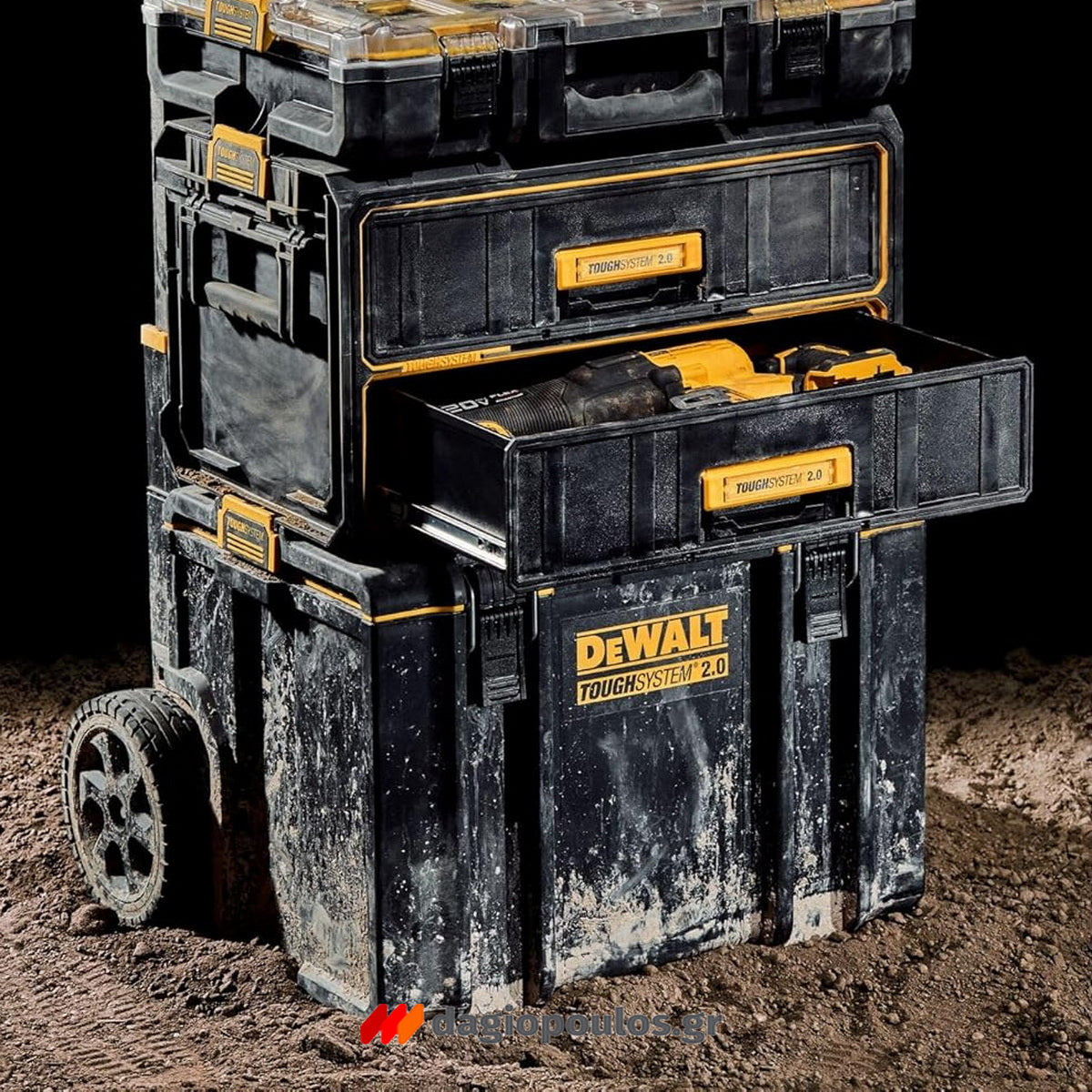 DeWalt DWST83529-1 T-STAK Εργαλειοθήκη Συρταριέρα Με Organiser Με 2 Συρτάρια TOUGH SYSTEM 2.0