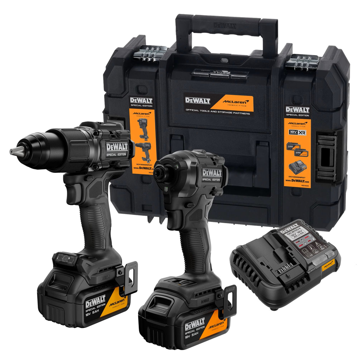 DeWalt McLaren DCK2222MP2T-QW Σετ Brushless Κρουστικό Δραπανακατσάβιδο & Παλμικό Κατσαβίδι 18V Με 2 Μπατ.5.0Ah - Βαλίτσα T-STAK