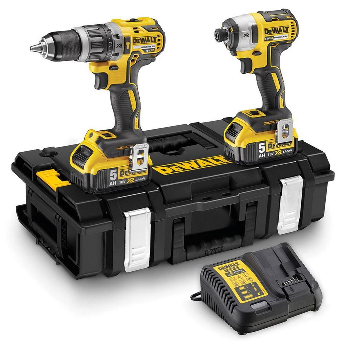 DeWalt DCK266P2 Brushless Συλλογή Κρουστικό Δραπανοκατσάβιδο & Παλμικό Κατσαβίδι 18V Li-Ion 2 Μπαταρίες 5.0Ah & Βαλίτσα T-Stak