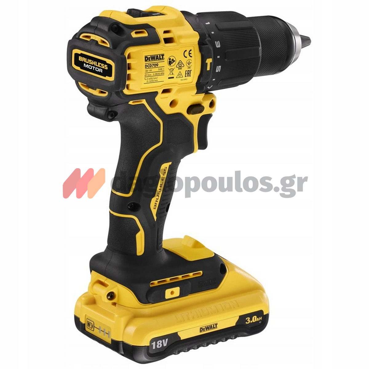 DeWalt DCD709L2T Brushless Κρουστικό Δραπανοκατσάβιδο Μπαταρίας 18V Li-Ion Με 2 Μπαταρίες 3.0Ah & Βαλίτσα T-Stak