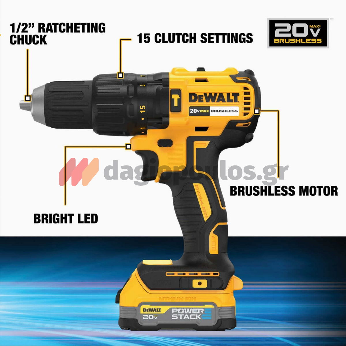 DeWalt DCD778S2T Brushless Κρουστικό Δραπανοκατσάβιδο Μπαταρίας 18V Li-Ion Με 2 Μπαταρίες 1.5Ah & Βαλίτσα T-Stak