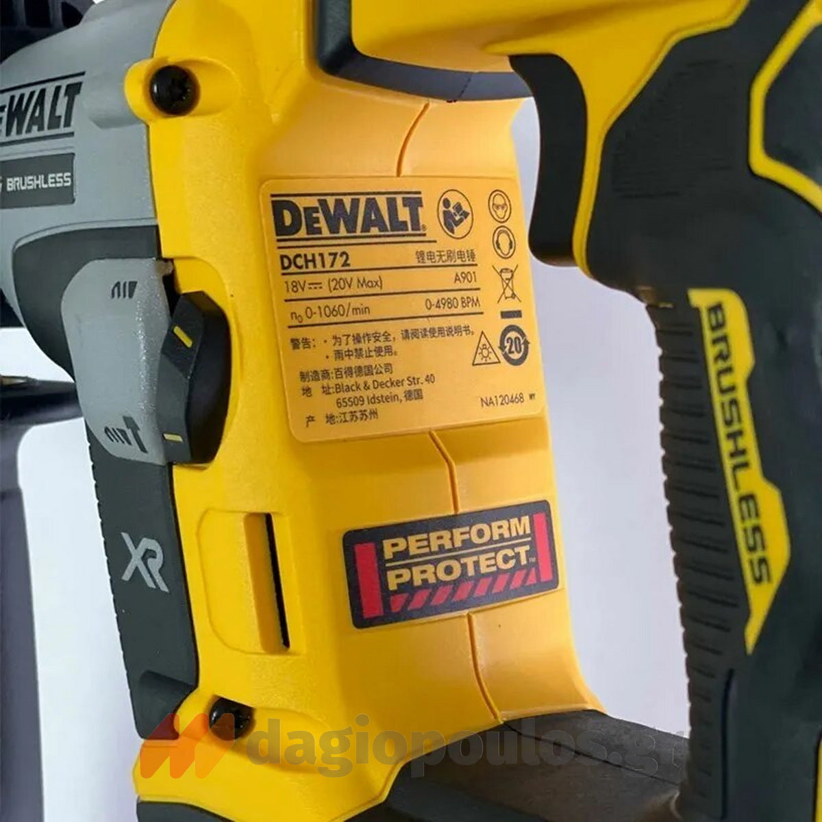 DeWalt DCH172N SDS Plus Brushless Πνευματικό Περιστροφικό Σκαπτικό Πιστολέτο 18V Li-Ion 1.4J 1.8kgr SOLO