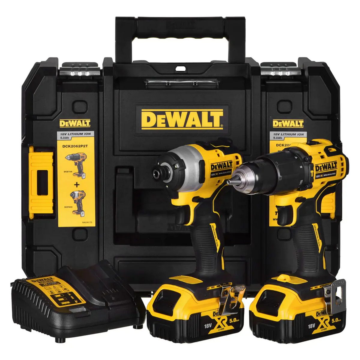 DeWalt DCK2062P2T Brushless Σετ Κρουστικό Δραπανοκατσάβιδο & Παλμικό Κατσαβίδι 18V Li-Ion Με 2 Μπαταρίες 5.0Ah & Βαλίτσα T-Stak