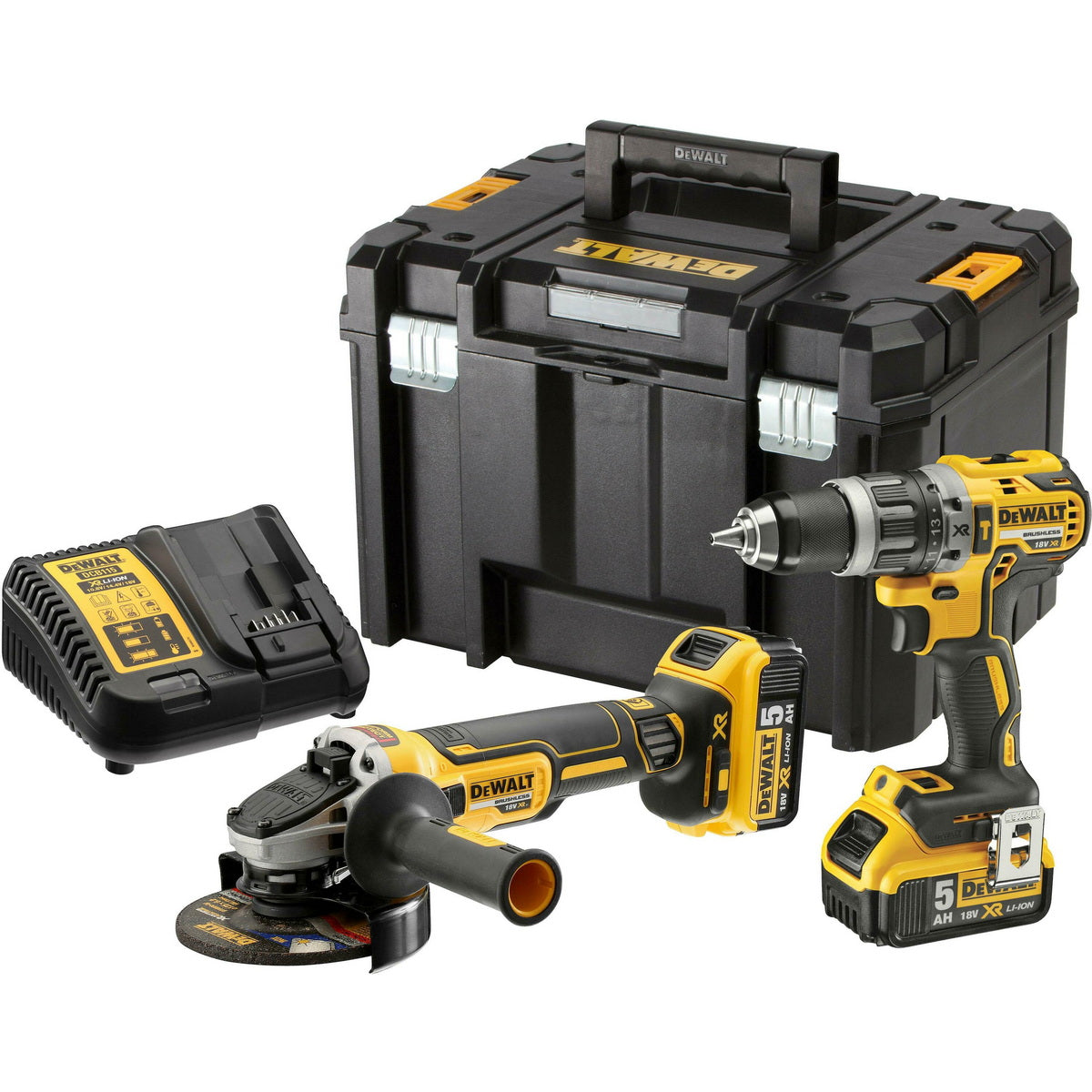 DeWalt DCK2080P2T Brushless Συλλογή Δραπανοκατσάβιδο & Γωνιακός Τροχός 18V Li-Ion Με 2 Μπαταρίες 5.0Ah & Βαλίτσα T-Stak