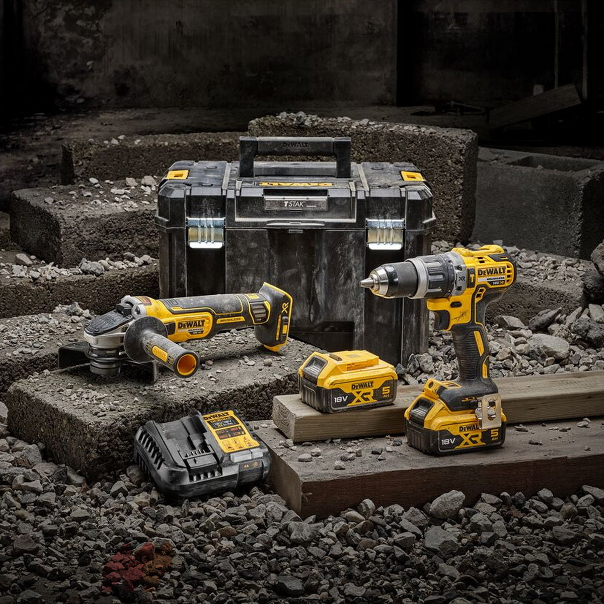 DeWalt DCK2080P2T Brushless Συλλογή Δραπανοκατσάβιδο & Γωνιακός Τροχός 18V Li-Ion Με 2 Μπαταρίες 5.0Ah & Βαλίτσα T-Stak